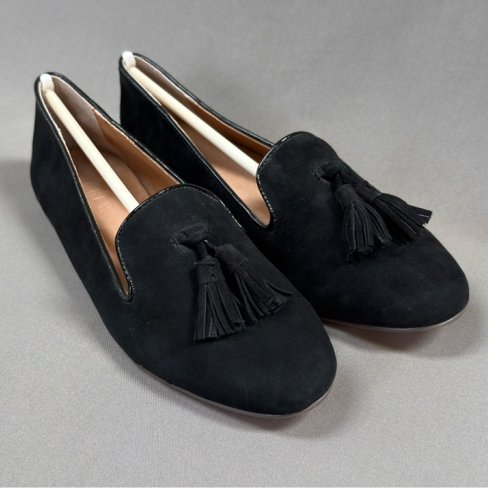 NWOT J.Crew Suede Tassel Loafers Black Size 6.5 – Classic Slip On Flats Business